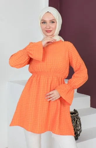 Crepe Fabric Elastic waist Tunic 0211-02 Orange 0211-02