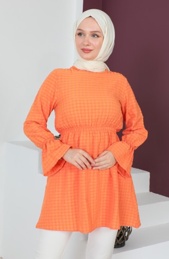 Bürümcük Kumaş Beli Lastikli Tunik 0211-02 Oranj