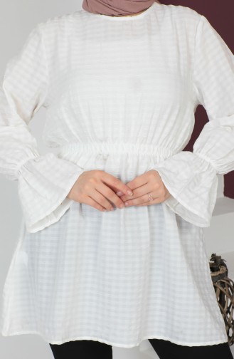 Crepe Fabric Elastic waist Tunic 0211-03 Ecru 0211-03