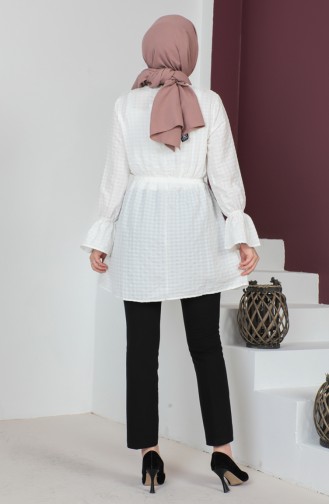 Crepe Fabric Elastic waist Tunic 0211-03 Ecru 0211-03