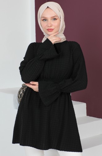 Crepe Fabric Elastic waist Tunic 0211-05 Black 0211-05