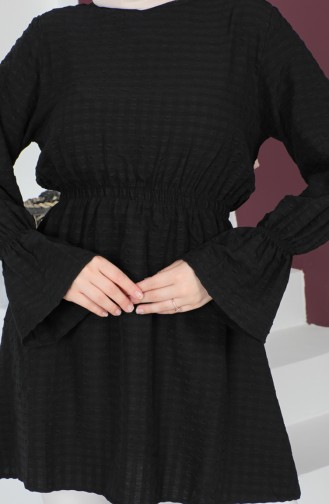 Crepe Fabric Elastic waist Tunic 0211-05 Black 0211-05