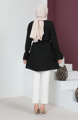 Crepe Fabric Elastic waist Tunic 0211-05 Black 0211-05