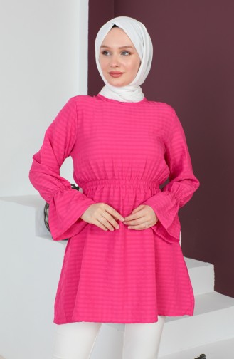 Crepe Fabric Elastic waist Tunic 0211-06 Fuchsia 0211-06