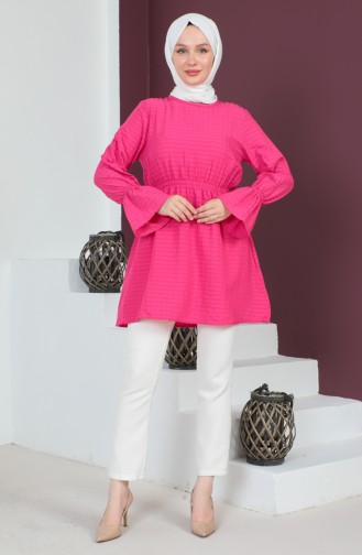 Crepe Fabric Elastic waist Tunic 0211-06 Fuchsia 0211-06