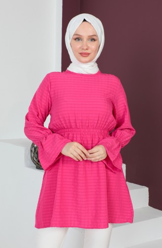 Crepe Fabric Elastic waist Tunic 0211-06 Fuchsia 0211-06