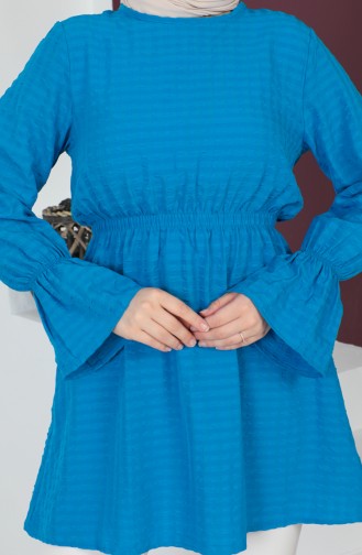 Crepe Fabric Elastic waist Tunic 0211-07 İndigo 0211-07
