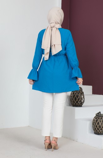 Crepe Fabric Elastic waist Tunic 0211-07 İndigo 0211-07