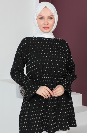 Crepe Fabric Elastic Waist Tunic 0211A-02 Black 0211A-02