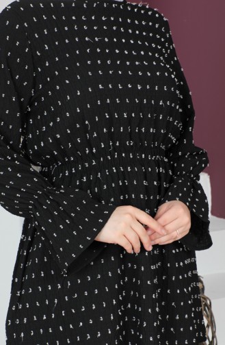 Crepe Fabric Elastic Waist Tunic 0211A-02 Black 0211A-02