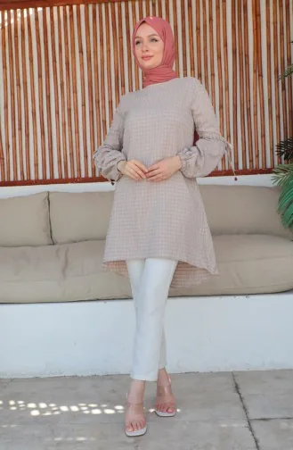 Crepe Sleeve Tie Tunic 0214-02 Mink 0214-02