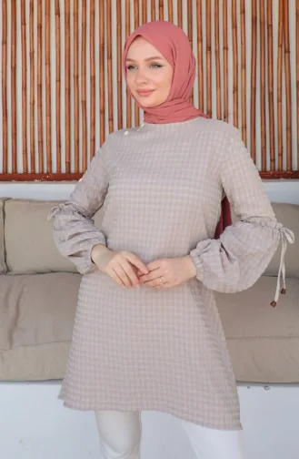 Crepe Sleeve Tie Tunic 0214-02 Mink 0214-02