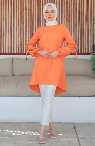 Crepe Sleeve Tie Tunic 0214-04 Orange 0214-04