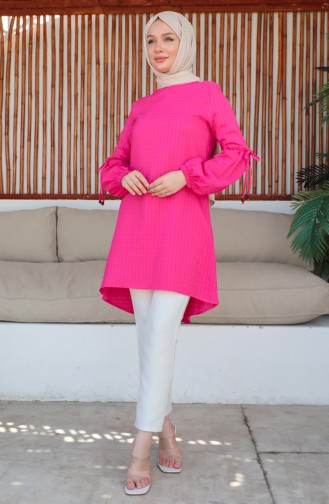 Crepe Sleeve Tie Tunic 0214-05 Fuchsia 0214-05