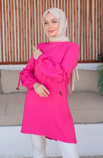Crepe Sleeve Tie Tunic 0214-05 Fuchsia 0214-05