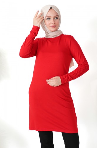 Gekamde Katoenen Tuniek 10645-10 Rood 10645-10