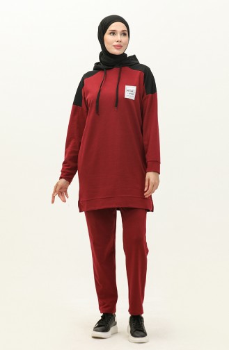 Hooded Tracksuit Set 3005-06 Claret Red 3005-06