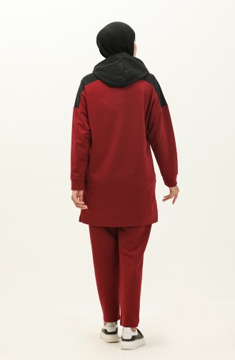 Hooded Tracksuit Set 3005-06 Claret Red 3005-06