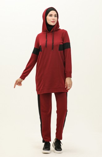 Hooded Tracksuit Set 3008-06 Claret Red 3008-06