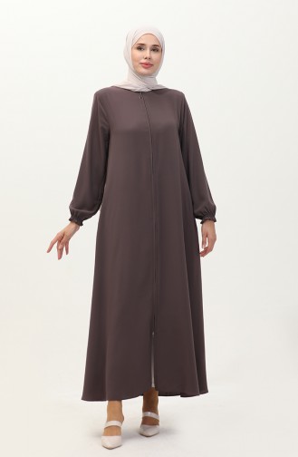 Abaya mit Gummizug und Reißverschluss 6124-01 Dunkel Nerz 6124-01