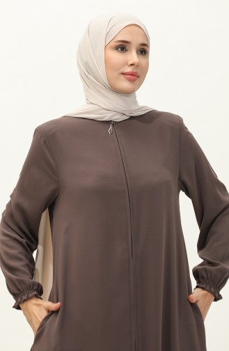 Abaya mit Gummizug und Reißverschluss 6124-01 Dunkel Nerz 6124-01