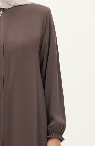 Abaya mit Gummizug und Reißverschluss 6124-01 Dunkel Nerz 6124-01