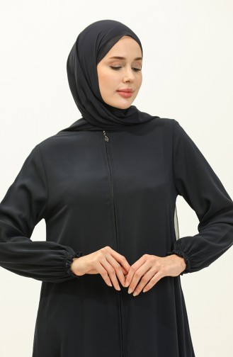 Abaya mit Reißverschluss 6124-02 Marineblau mit elastischem Armausschnitt 6124-02