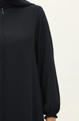 Abaya à Fermeture Manches Élastique 6124-02 Bleu Marine 6124-02