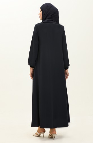 Abaya mit Reißverschluss 6124-02 Marineblau mit elastischem Armausschnitt 6124-02