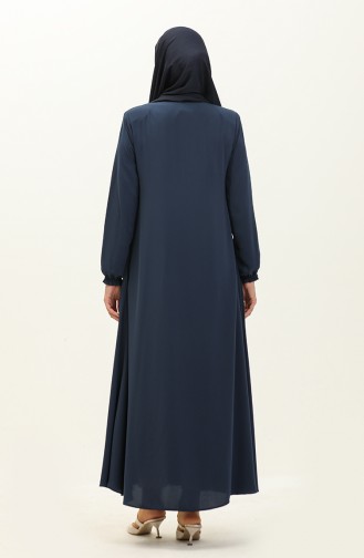 Abaya mit Reißverschluss 6124-04 Indigo mit elastischem Armabschluss 6124-04