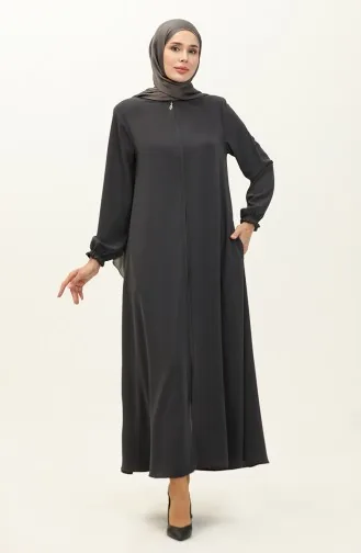 عباية بسحاب مطاط الأكمام 6124-05 رمادي غامق 6124-05