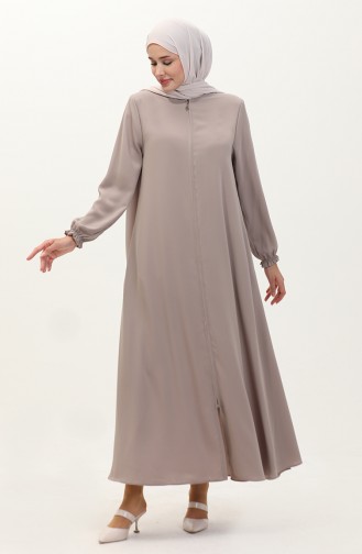 Abaya mit Reißverschluss 6124-06 Beige mit elastischem Armausschnitt 6124-06 6124-06