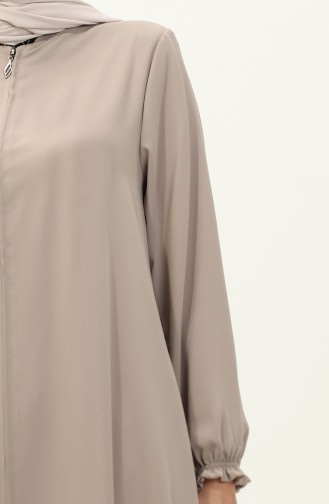 Abaya mit Reißverschluss 6124-06 Beige mit elastischem Armausschnitt 6124-06 6124-06