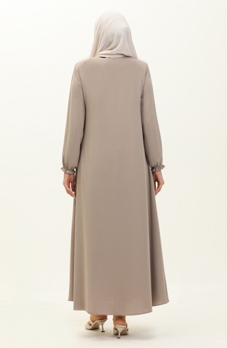 Abaya mit Reißverschluss 6124-06 Beige mit elastischem Armausschnitt 6124-06 6124-06