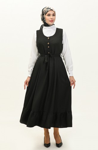 Robe Sans Manches à Ceinture 0128-01 Noir 0128-01