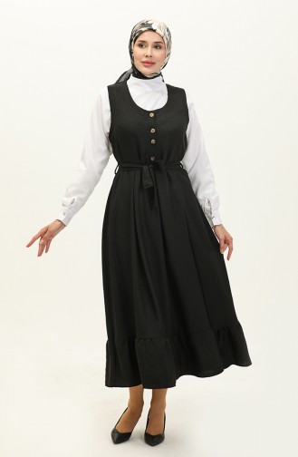 Robe Sans Manches à Ceinture 0128-01 Noir 0128-01