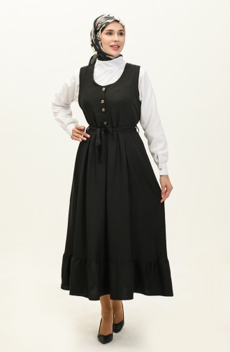 Robe Sans Manches à Ceinture 0128-01 Noir 0128-01