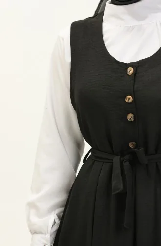 Robe Sans Manches à Ceinture 0128-01 Noir 0128-01