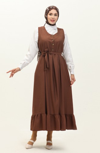 Belted Gilet Dress 0128-02 Brown 0128-02
