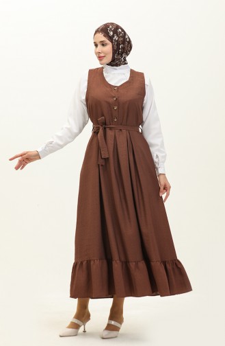 Belted Gilet Dress 0128-02 Brown 0128-02