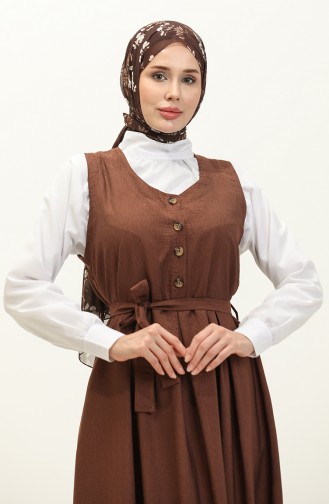 Belted Gilet Dress 0128-02 Brown 0128-02