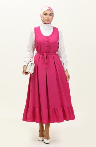 Robe Sans Manches à Ceinture 0128-03 Fushia 0128-03