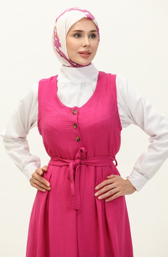 Robe Sans Manches à Ceinture 0128-03 Fushia 0128-03