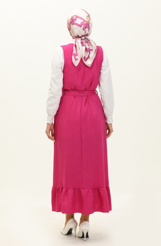 Robe Sans Manches à Ceinture 0128-03 Fushia 0128-03
