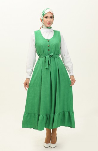 فستان بدون أكمام بحزام 0128-05 أخضر 0128-05