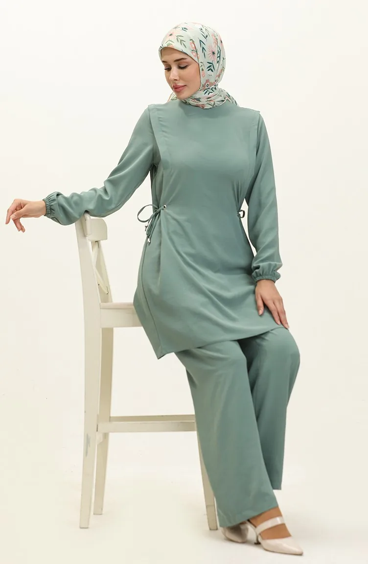 Ensemble Tunique Pantalon en Tissu Aerobin 2005-04 Vert Noisette 2005-04