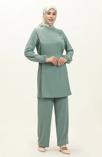 Ensemble Tunique Pantalon en Tissu Aerobin 2005-04 Vert Noisette 2005-04