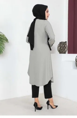 زر مفصل الحجاب سترة رمادية 0163SGS.GRI