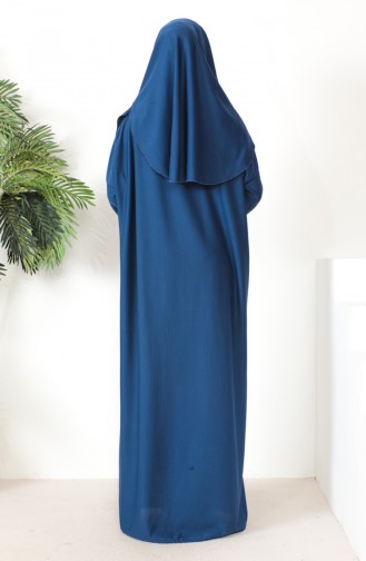 One-piece Hijab Practical Prayer Dress 0999-03 İndigo 0999-03