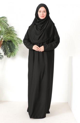 فستان الصلاة عملي بحجاب قطعة واحدة 0999-05 أسود 0999-05